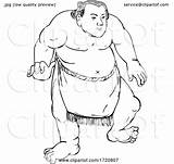 Sumo Wrestler Ukiyo Stance Rikishi Fighting Professional Style Patrimonio Illustration Viewed sketch template