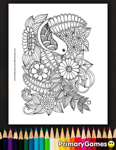 bird  flowers coloring page  printable  coloring pages