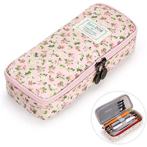 retro floral pencil case  compartments large capacity waterproof pencil pouch cute  bag