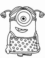 Coloring Pages Girl Minion Kids Colouring Minions sketch template