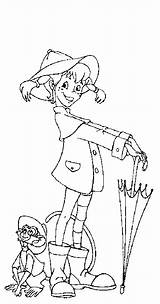 Pippi Longstocking Coloring Drawing Ombrello Calzelunghe Con sketch template