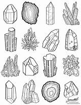 Coloring Pages Drawing Printable Crystal Crystals Gem Gems Minerals Colouring Choose Board Doodles Line sketch template