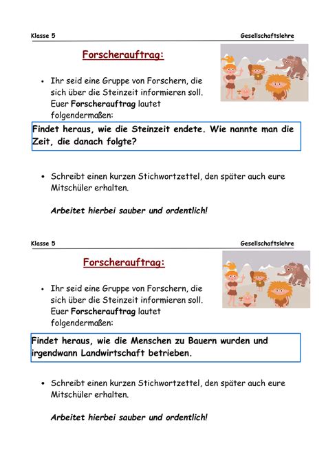 materialpaket steinzeit klasse  unterrichtsmaterial