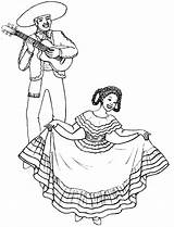 Mexican Coloring Pages Dress Dancing Girl Lady Drawing Color Culture Dance Traditional Mexico Spanish Costume Sheets Dresses Wearing Kids Fiesta sketch template