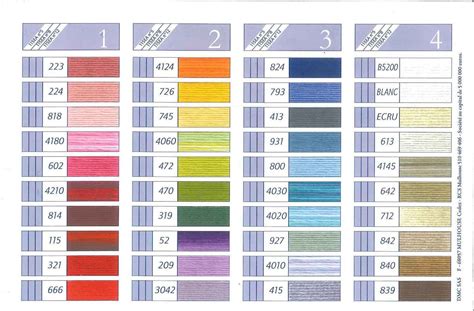 kleurenkaart dmc perle  gram borduurpatronen borduurgaren kleurenkaart