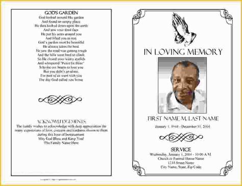 printable funeral prayer card template  memorial service program