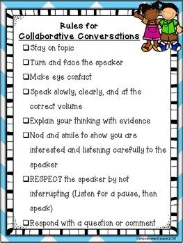 collaborative conversations freebie rules  recording sheet tpt