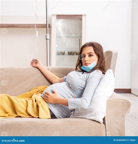 Sick Pregnant Woman Suffering At Home Stock Image Image Of Disease
