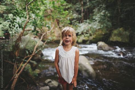 Cute Young Girl Having To Go Pee Outside Near River By Rob And Julia