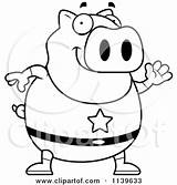 Chubby Waving Pig Super Clipart Cartoon Cory Thoman Outlined Coloring Vector 2021 sketch template