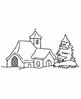 Christmas Coloring Pages Scenes Scene Village Church Xmas Template Printables Tree Coloringtop Print sketch template