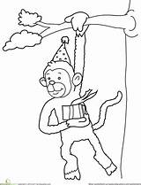 Monkey Birthday Coloring Pages Education Kids sketch template