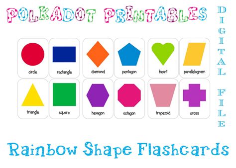 printable shape flashcards set   instant  etsy