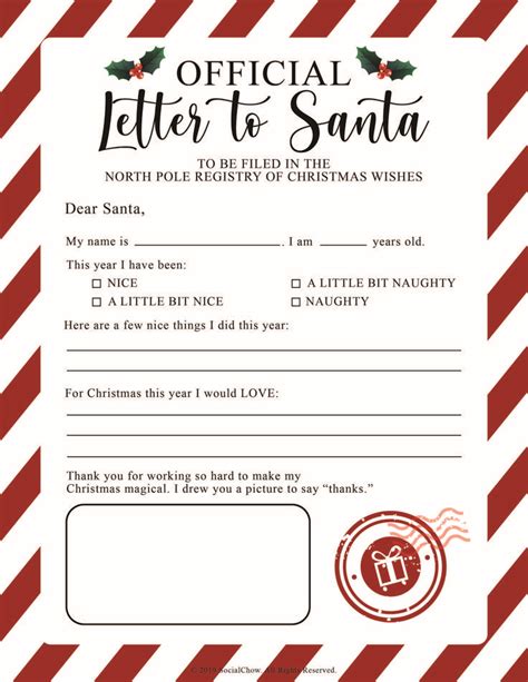 letter  santa claus printable instant   list santa