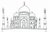 Colorir Taj Mahal Destinos Tajmahal Desenhos Monumentos Paisagens Igrejas Cidades sketch template