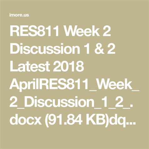res week  discussion   latest  aprilresweek