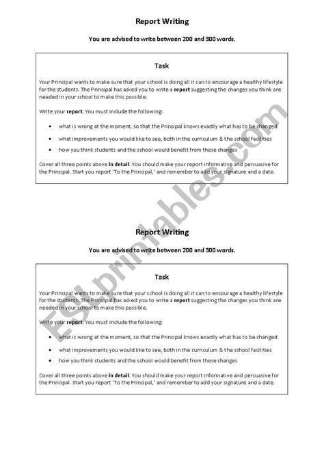 report writing exam question model answer esl worksheet  renda