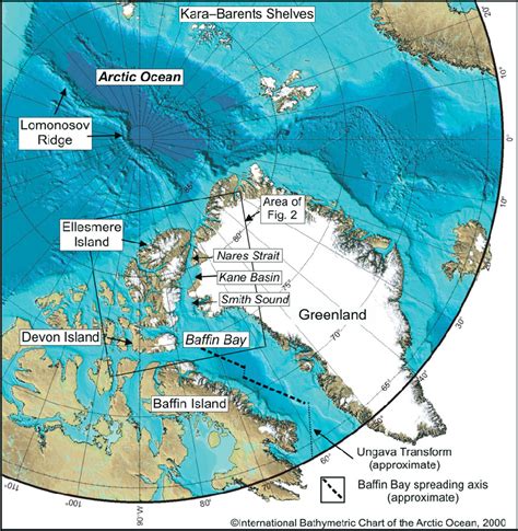 Map Of Arctic Ocean Bathymetry Greenland And The