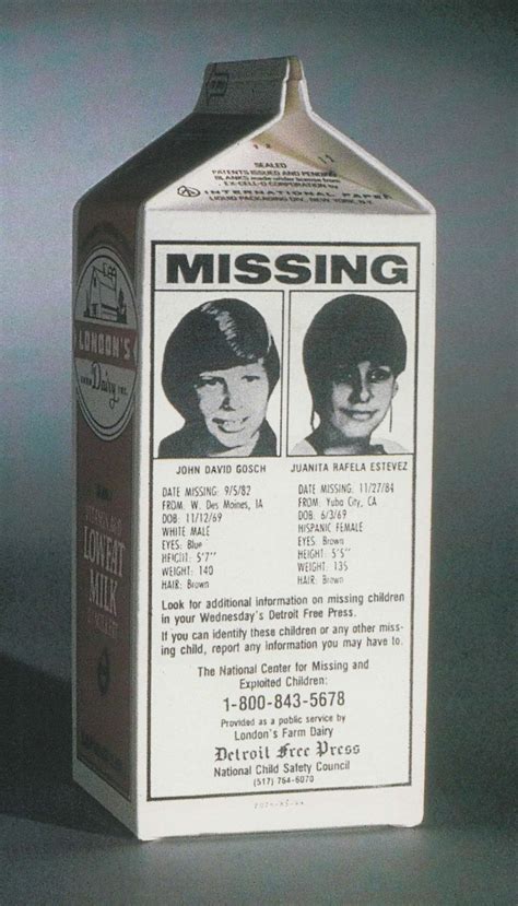 child     milk carton   missing missing