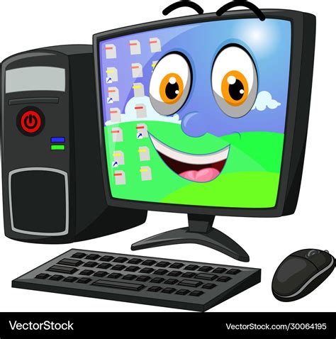 laughing  modern desktop computer cartoon vector image