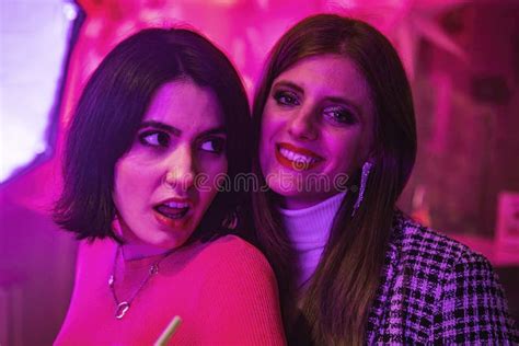 Couple Friends Girl In Nightclub Stock Image Image Of Girls Handsome