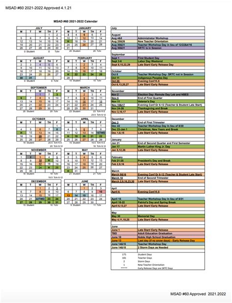 msad 60 calendar customize and print