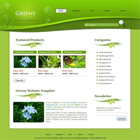 sample website templates