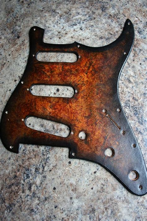 amazoncom leather pick guard fender stratocaster sss guitar pickguard usa mim strat