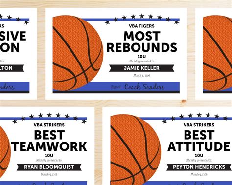 printable  customizable basketball certificates