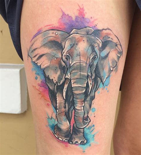 realistic elephant tattoo watercolor elephant tattoos colorful
