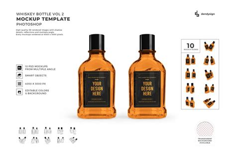 whiskey alcohol glass bottle mockup template