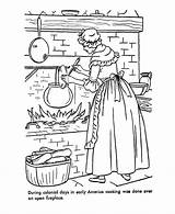 Coloring American Life Early Colonial Pages America Cooking History Printables Usa Pioneer Colony Adult Sheets House Books Homes Little Girls sketch template