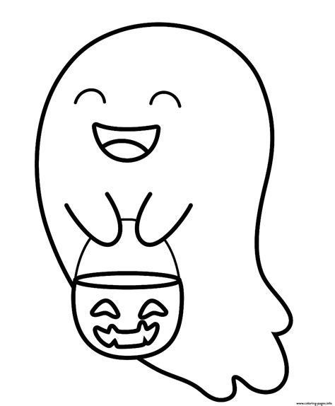 halloween trick treat cute ghost coloring page printable