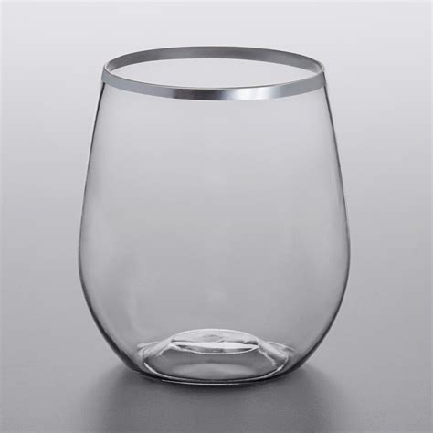 visions 12 oz heavy weight clear plastic stemless wine glass with