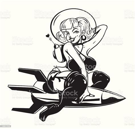 Vintage Rocket Pin Up Girl Stock Illustration Download Image Now Istock