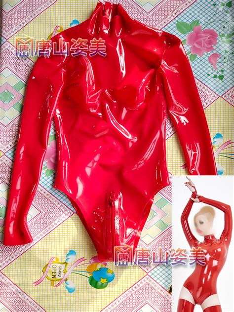 Latex Catsuit Women 3d Breast Cup Sexy Latex Swimsuit Back Zip