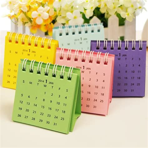 mini multicolour small desk calendar pocket size small calendar