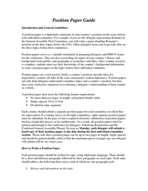 position paper template eeo  sample form inspirational position