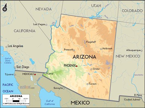 az map  cities map  arizona   mexico tageocom  information