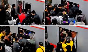 let me out desperate worker tries to get off train at his