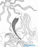 Zentangle Mermaid Template Coloring Pages sketch template