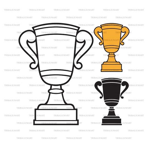 trophy cup cut files  cricut clip art silhouettes eps etsy