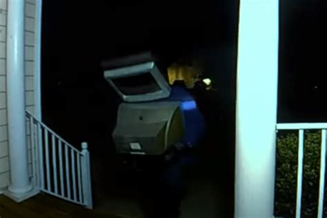 Man Wearing Tv On His Head Spotted Leaving Old Tvs On Porches