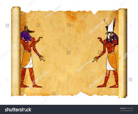 Scroll With Egyptian Gods Images Anubis And Horus