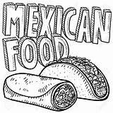 Mexican Food Burrito Clipart Sketch Tacos Drawing Drawings Coloring Pages Vector Taco Illustrations Doodle Printable Vectors Stock Restaurant Mexico Clip sketch template