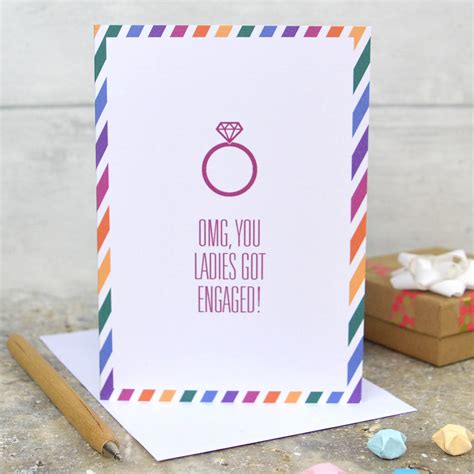 male same sex engagement card by pink and turquoise