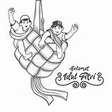Ketupat Celebrating Eid People Vector Fitr Al Vecteezy Muslim sketch template
