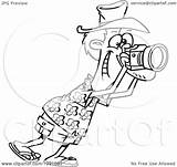 Snapping Tourist Outlined Photographs Male Illustration Clipart Royalty Toonaday Vector Background sketch template