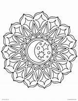 Coloring Mandala Pages Moon Colouring Sun Star Yang Drawing Dreamcatcher Yin Printable Mandalas Flower Adults Color Friendly Large Kid Sunset sketch template