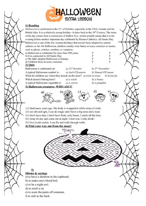 halloween printable worksheets